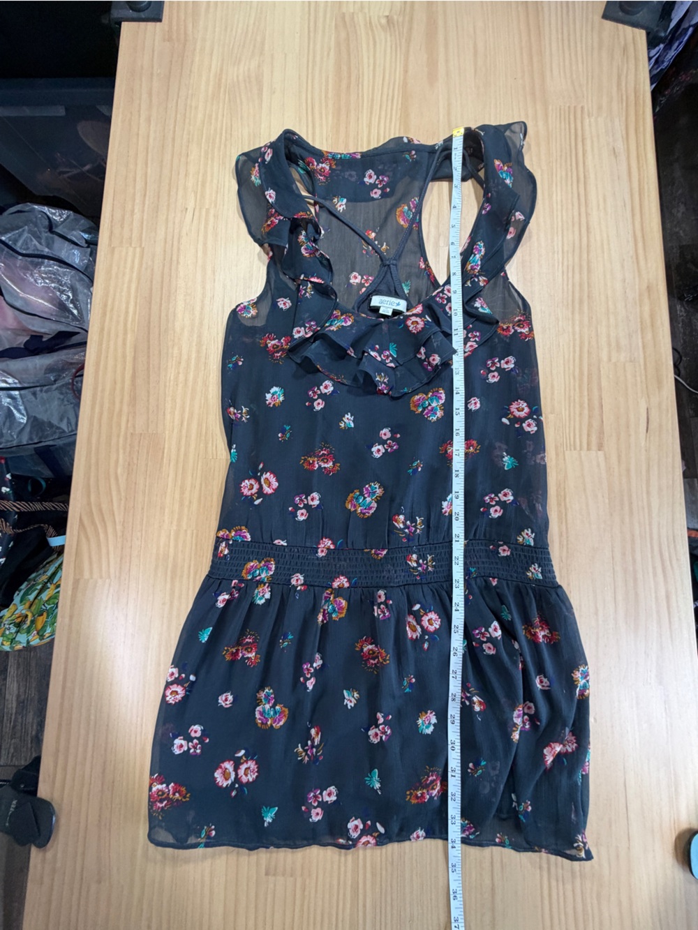 aerie Navy Floral Tank with Bright Multicolor Blooms B12 - Picture 3 of 9
